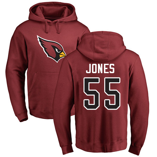 Arizona Cardinals Men Maroon Chandler Jones Name And Number Logo NFL Football #55 Pullover Hoodie Sweatshirts